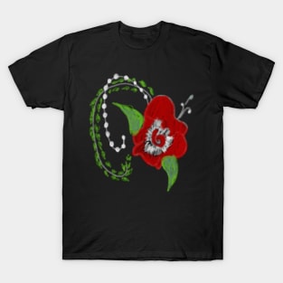 Red rose and green branches T-Shirt